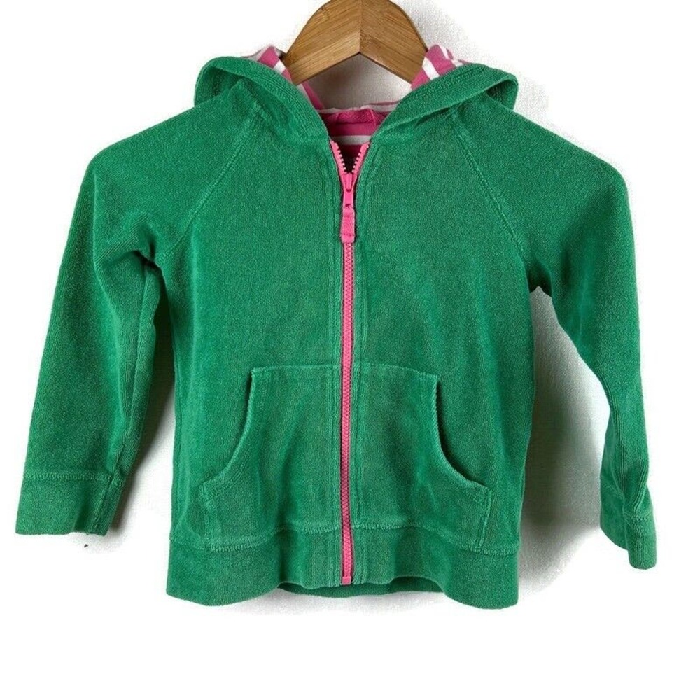 Mini Boden Jacket Girls 5-6 Years Green Pink Terry Cloth Spring Colorful